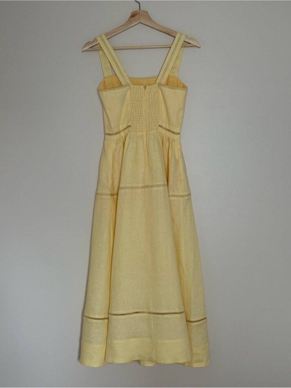 NEW Reformation Everett Linen Midi Dress Ray of Light Yellow | US 4 UK 8 - Picture 7 of 14